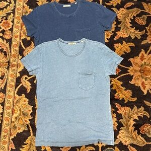 Men's Buck Mason S/S Cotton Tees (Lot of 2) Blue Indigo Dye Size S Unisex